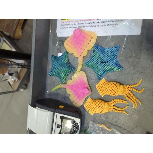GemmiCho 3 Pack 3D Printed Animal Fidget Toys, Cute Articulated Sea Animals Set with Flexible 3D Printed Starfish, Manta Ray, Octopus, Cool 3D Printed Stuff for Gifts Home Decor Desk Pets