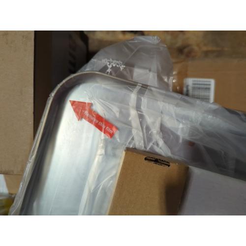 28x32 Silver Bathroom Mirror for Wall, Brushed Metal Framed Bathroom Vanity Mirror, Modern Rounded Corner Rectangle Mirror, Anti-Rust (Horizontal/Vertical)