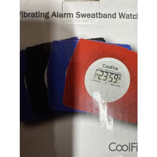 Coolfire Vibrating Alarm Clock - Silent Alarm Wristband Vibrating Alarm Watch. Silent Wrist Shock Alarm Clock. Vibration Alarm Bracelet Deep Sleeper & Vibrate Alarm (Black) (Blue) (Black)