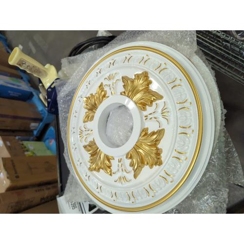White and Gold B-15.6OD x 4.3ID PU Decorative Ceiling Medallion for Light Fixtures and Ceiling Fans, Molded Plastic, Gold and White Finish, (B-15.6OD x 4.3ID)