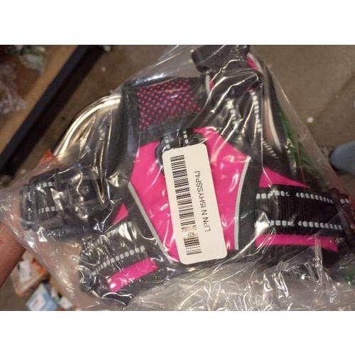 rabbitgoo Dog Harness for Large Dogs, No Pull Pet Vest with 3 Buckles, Adjustable Soft Padded Pet Harness with Easy Control Handle and Reflective Strips, Pink, L