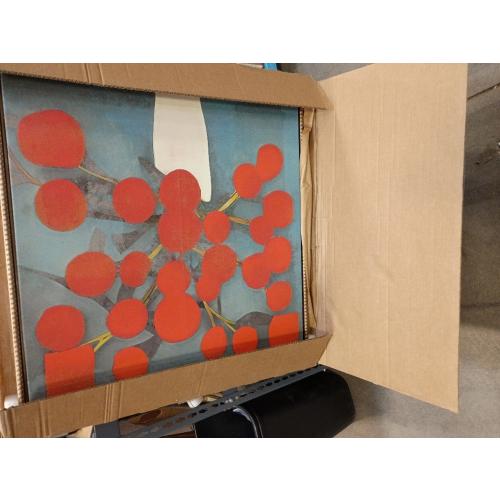 Amanti Art Framed Canvas Wall Art 30x30 Abstract Orange Flowers by Elena Ray, Framed Wall Art Canvas, Abstract Artwork, Traditional Decor, Large Poster Painting for Living Room, Bedroom, Bathroom