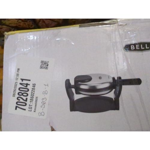 Silver and Black Bella - Nonstick Rotating Belgian Waffle Maker - Stainless Steel