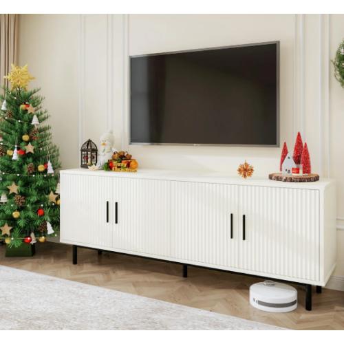 White and Black 4 Door Media Console