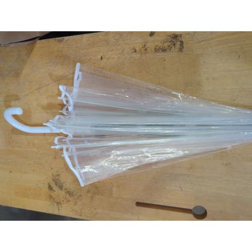 Amazon Basics Clear Umbrella for Rain, Round Bubble Umbrella for Wedding, With Wide Coverage (35 Canopy Diameter), Auto Open, Strong Fiberglass Frame, Steel Shaft, Spoke Protectors for Safety