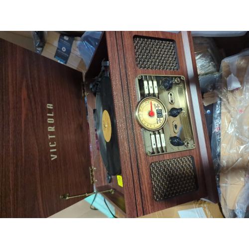 Victrola The Quincy 6-in-1 Bluetooth Record Player & Multimedia Center with Built-in Speakers – 3-Speed Turntable, CD & Cassette Player, AM/FM Radio, Wireless Music Streaming (Espresso)