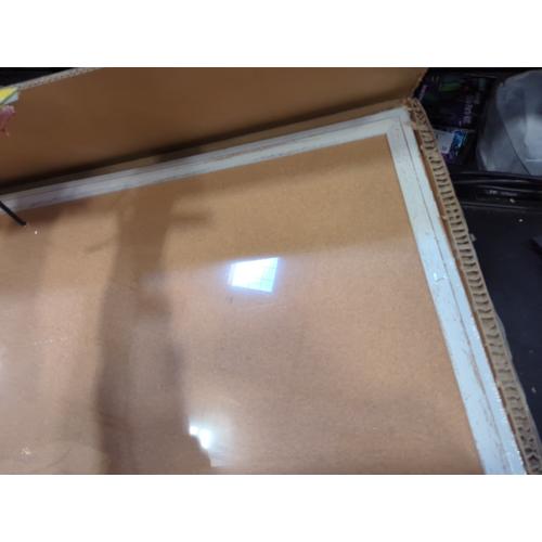 Cork Board Bulletin Board, 36 x 24 Corkboard for Wall, Rustic White Wooden Frame, Hanging Pin Board for Home & Office Decor, 10 Push Pins