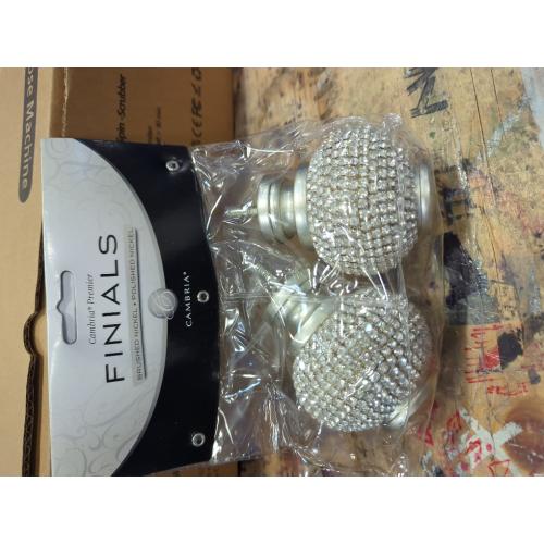 Cambria Premier Complete Twinkle Ball Finials in Brushed Nickel (Set of 2)