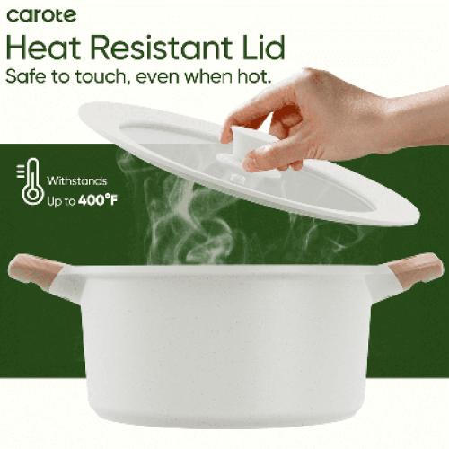 Carote Silicone Universal Lid, Pots and Pans Covers, Suitable for 9.5 10 11 Cookware, Silicone Cooking Utensils with Steam Ventilation, Silicone Knob, White