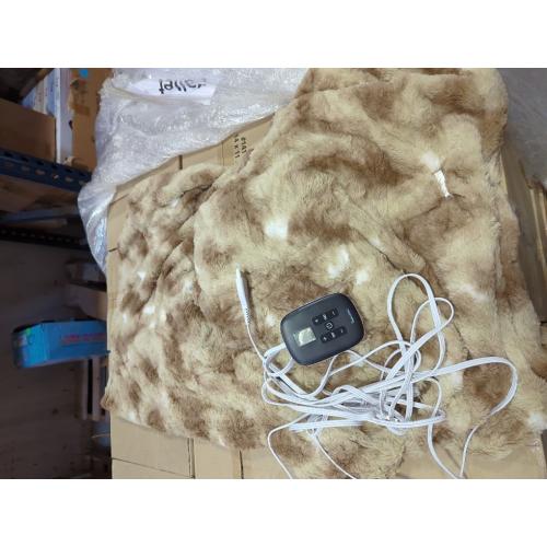 Sunable Heated Electric Blanket - Machine Washable Blanket with Time Settings 10 Heat Settings Full Size 77×84 inches Beige - Faux Fur