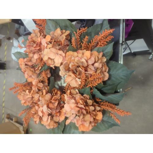 Martha Stewart Orange Decorative Flower Wreath Hanging Pendant for Home and Floral Arrangement for Front Door and Wall Decoration