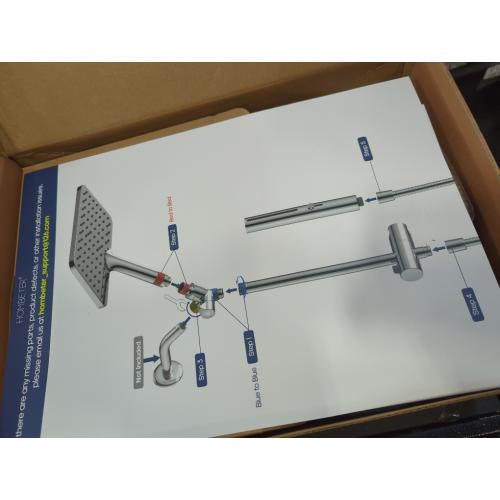 Shower Heads with Handheld Spray Combo Brushed Nickel, 10 Inch High Pressure Rain/Rainfall Shower Head, Height Adjustable Dual 2 in 1 Shower Head System with Stainless Steel Hose