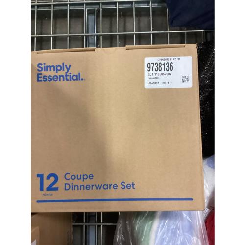 Gibson Simply Essential Coupe 12-Piece Blue Round Stoneware Dinnerware Set