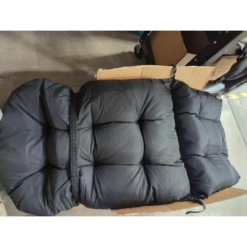 Black Set of 2 Waterproof Adirondack & Rocking Chair Cushion Indoor and Outdoor High Back Patio Cushions with Ties