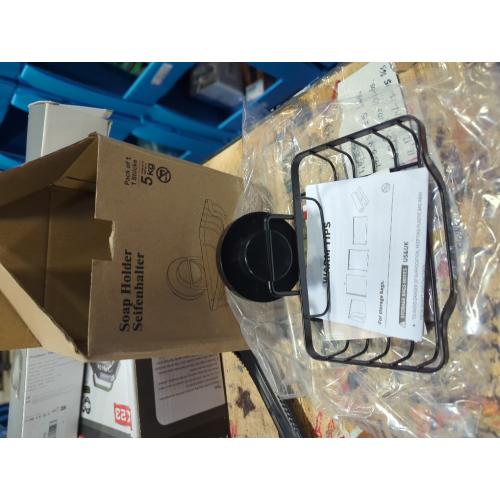 TAILI Soap Holder Dish Suction Cup, Bar Shampoo Rack for Shower Wall, Draining Soap Saver Tray for Bathroom, Rustproof Stainless Steel Sponge Holder for Tub, Kitchen, Drill-Free, Black