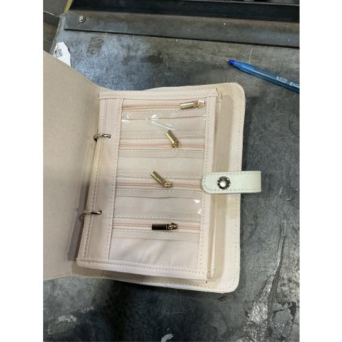 TANG SONG Leather Travel Jewelry Organizer Case – Velvet-Lined Zipper Pouch for Earrings, Necklace & Rings Portable Gift for Women (White)