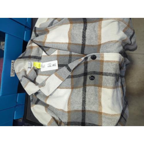 Double take Large Beaully Women's Flannel Plaid Shacket Long Sleeve Button Down Shirts Jacket Coats with Side Pockets