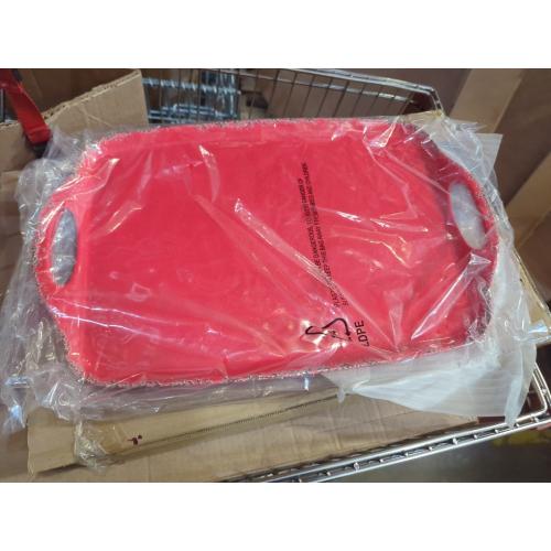 Set of 2 Color Red Christmas Large Melamine Serving Tray with Handle, Crackled Rustic Rectangle Melamine Serving Platter for Serving Food, Coffee Table Tray, Entertaining & Party Use, Set of 2, Christmas Red