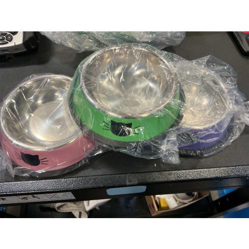 3 Pcs Non-Slip Stainless Steel Small Cat Food Bowls - Unbreakable, Thicken, 7 Oz, Suitable for Indoor Small Pets - Removable Rubber Base, Easily Clean, Lovely Color