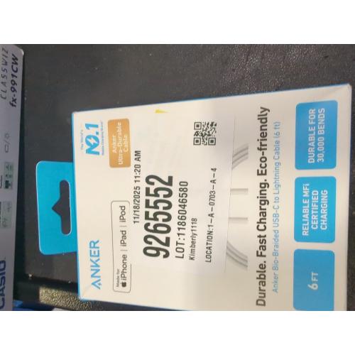 Anker 6' Bio-Braided Lightning to USB-C ECO Friendly Fast Charging Cable - White