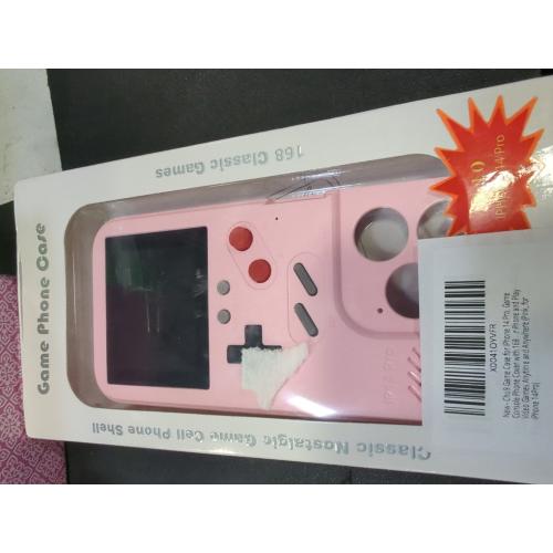 Pink iPhone 14 Pro Game Phone Case, 168 Built-in Small Video Games, Pink, Compatible with iPhone 14 Pro