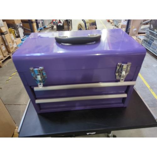 14 Inch Steel Portable Tool Box with drawers - Tool Storage Box Organizer with Metal Latch Closur - Powder Coated Toolbox Chest for Tools Storage Cabinet (PURPLE)