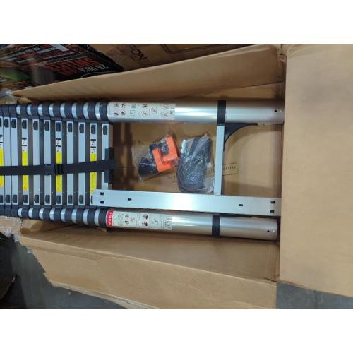 Soctone Telescoping Ladder, 12.5 FT Aluminum Button Retraction Extension Ladder with 2 Triangle Stabilizers, Multi-Purpose Ladder with Slow Down Design, 330lbs Max Capacity for House Daily Life