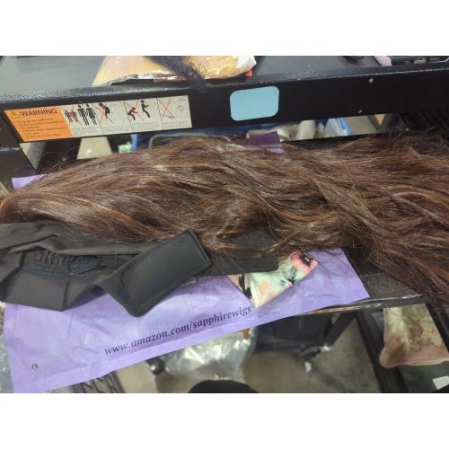 SAPPHIREWIGS Glueless Headband Wig Loose Body Wavy Synthetic Hair Wigs for Black Women Wave None Lace Front Wigs Mix Brown Color Machine Made Wigs 150% Density 26inch