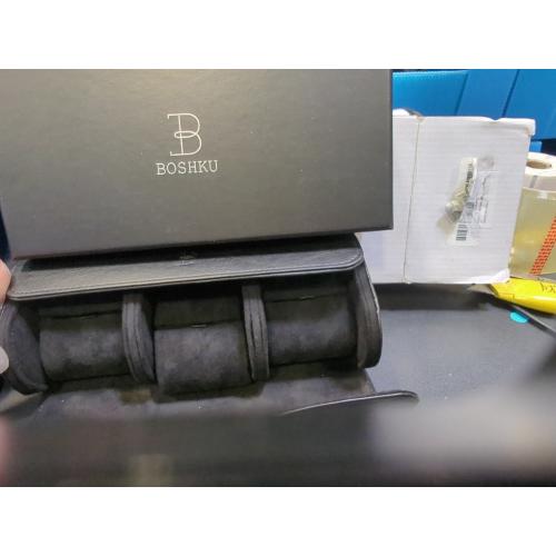 BOSHKU Color Black Watch Storage Box Portable Travel Multi-Position Watch Storage Bag Mechanical Watch Packaging Box Watch Bag