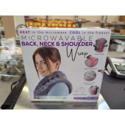 Microwave Heating Pad for Lower Back Pain Relief 20 x 8 with 71 Ties - Cordless Microwavable Moist Heat Therapy Pads - Calming Heat Wrap for Neck & Shoulder - Flaxseed Rice Hot Heat Pack (Med Blue)