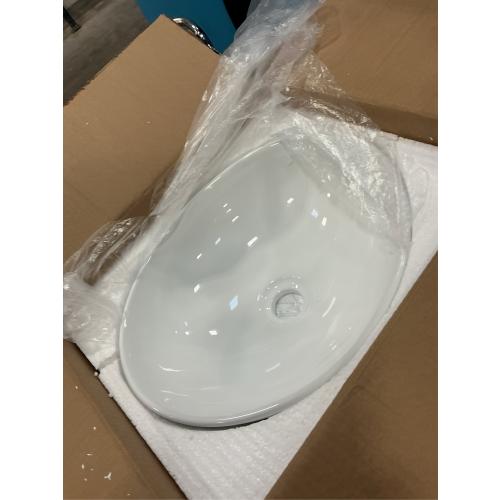 KES Bathroom Vessel Sink, Bowl Sink White Vessel Sink Oval Bathroom Sink 16 x 13 Countertop Modern Egg Shape Above Counter Bathroom Vanity Sinks Bowl, BVS124