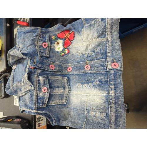 Peacolate Little Big Girl Outfit Distressed Sleeveless Jacket Embroidered Sequins Butterfly Denim Vest
