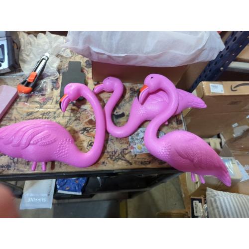 JOYIN 3 Pack Large Pink Flamingo Yard Decorations, Medium Plastic Lawn Flamingo Ornament Stakes with Rubber Coating Metal Legs for Yard, Garden, Luau Party Gift (11in x 20in)
