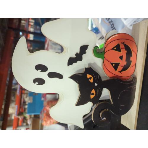 Halloween Decorations Indoor Wooden Black Cat Halloween Decor Ghost Table Sign Pumpkin Table Centerpieces Standing Tabletop Decoration for Holiday Desk Tiered Tray Party Shelf Decorations Farmhouse