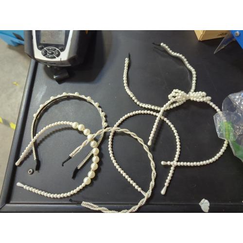 Geosar 6 Pieces Pearl Headband Girls White Bling Faux Pearl Rhinestones Hairband Bridal Headband Wedding Hair Accessories for Women Girls Bridal Bridesmaid