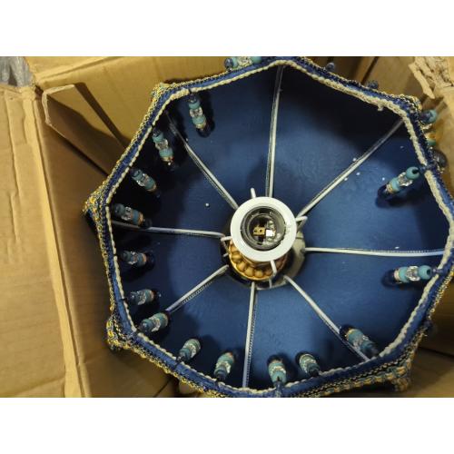 European Style Table Lamp with Fabric Lampshade Hand-Made Antique Varnished Resin Lampbody Victorian Style Table Lamp for Living Room Bedroom(Blue)