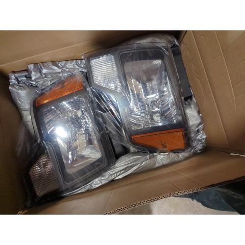 Headlight Assembly, Headlights Kit Compatible with 2009-2014 Ford F150 Replacement Headlamp Black Housing Amber Reflector