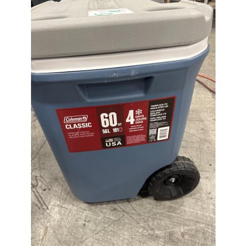 Coleman 316 Series 60QT Hard Chest Wheeled Cooler, Lakeside Blue