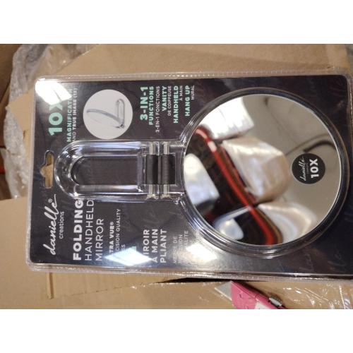 Danielle Creations 5.5-Inch Folding 2-Sided Hand Mirror, 10x Magnification, Acrylic