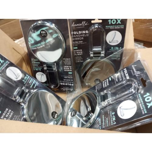 Danielle Creations 5.5-Inch Folding 2-Sided Hand Mirror, 10x Magnification, Acrylic