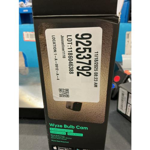 WYZE Bulb Cam Security Camera, 2K HD Outdoor Light Bulb Camera, Color Night Vision, Dimmable LED Bulb, Motion Detection, Siren Alarm, Works w/Alexa/Google Assistant. Free Expert Support