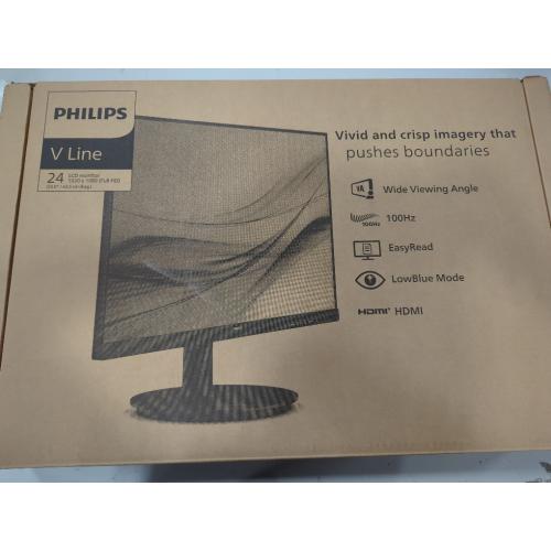 Black PHILIPS 24 Frameless Full HD (1920 x 1080) 100Hz Monitor, VESA, HDMI x1, VGA Port x1, Eye Care, 4 Year Advance Replacement Warranty, 241V8LB
