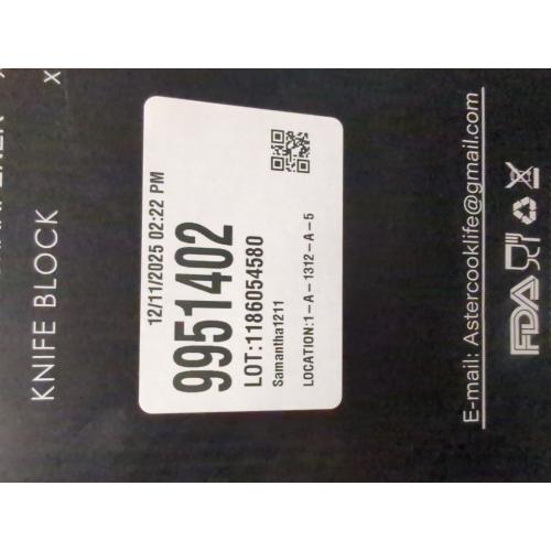 Astercook Knife Set, Kitchen Knife Set with Built-in Sharpener Block, Dishwasher Safe, 15 Pieces German Stainless Steel Knife Block Set, Black