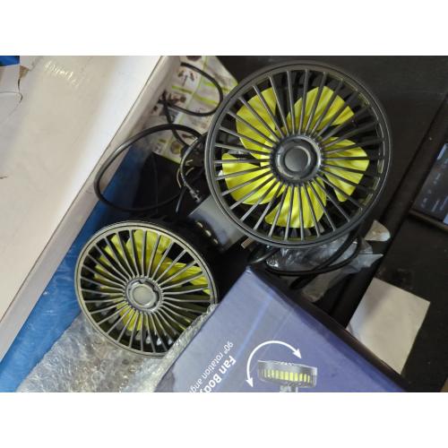 Dealswin Car Fan for Backseat kids, Dual Head USB Car Seat Fans, 360° Rotatable Strong Wind Rear Headrest CarFan for Baby, Air Circulation Fan with Adjustable Clip for Vehicles SUV RV