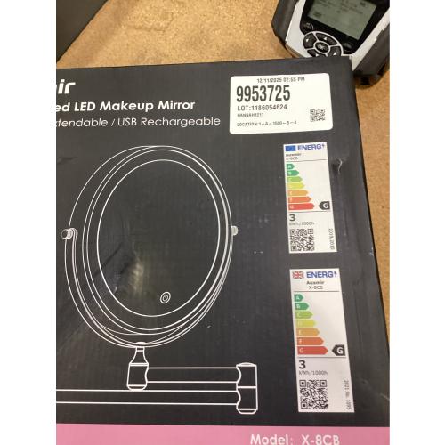 Auxmir 1X/30X Wall Mounted Makeup Mirror with Light, 8 Rechargeable Double-Sided Magnifying Mirror, Vanity Mirror Dimmable 3 Color Light, 360° Extension Rotation Foldable 14.5 Inch Arm, Chrome