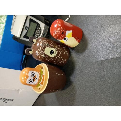 Conzy Russian Nesting Dolls for Kids, Stacking Wooden Handmade Matryoshka Dolls, 5 Piece Cute Cartoon Animal Pattern, Great Toy Gift for Girls Boys' Birthday or Home Decoration (Brown)