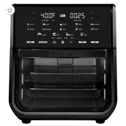 Gourmia All-in-One 14-Quart Air Fryer, Oven, Rotisserie, Dehydrator with Temperature Probe, Black