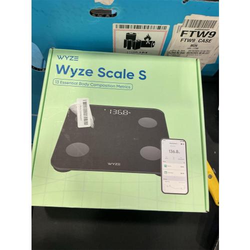 Wyze Scale S, Scale for Body Weight, Digital Bathroom Scale for Body Fat, BMI, Muscle, Heart Rate, Body Composition Analyzer with App, Batteries Included, Bluetooth, 400 lb, Black