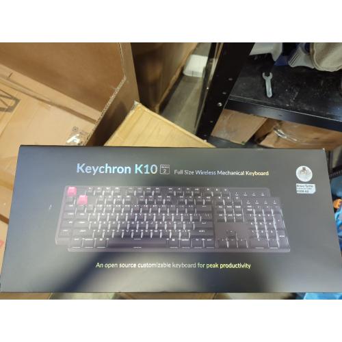 Black Keychron K10 Version 2 Full Size 104 Keys Bluetooth Wireless Mechanical Gaming Keyboard for Mac Windows with Keychron Super Brown Switch White LED Backlight/USB C Wired Computer Keyboard