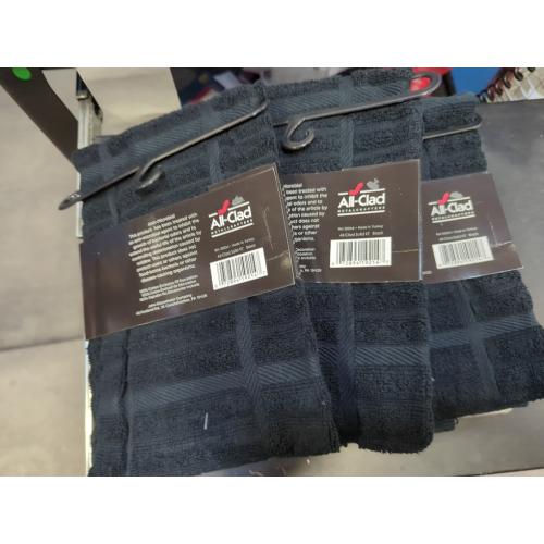 All-Clad Solid Kitchen Towel: Highly Absorbent, Super Soft Long Lasting - 100% Cotton, 17x30 Tea Towel for Cleaning & Drying Dishes, Pans, Glassware, or Countertops, (3-Pack), Black